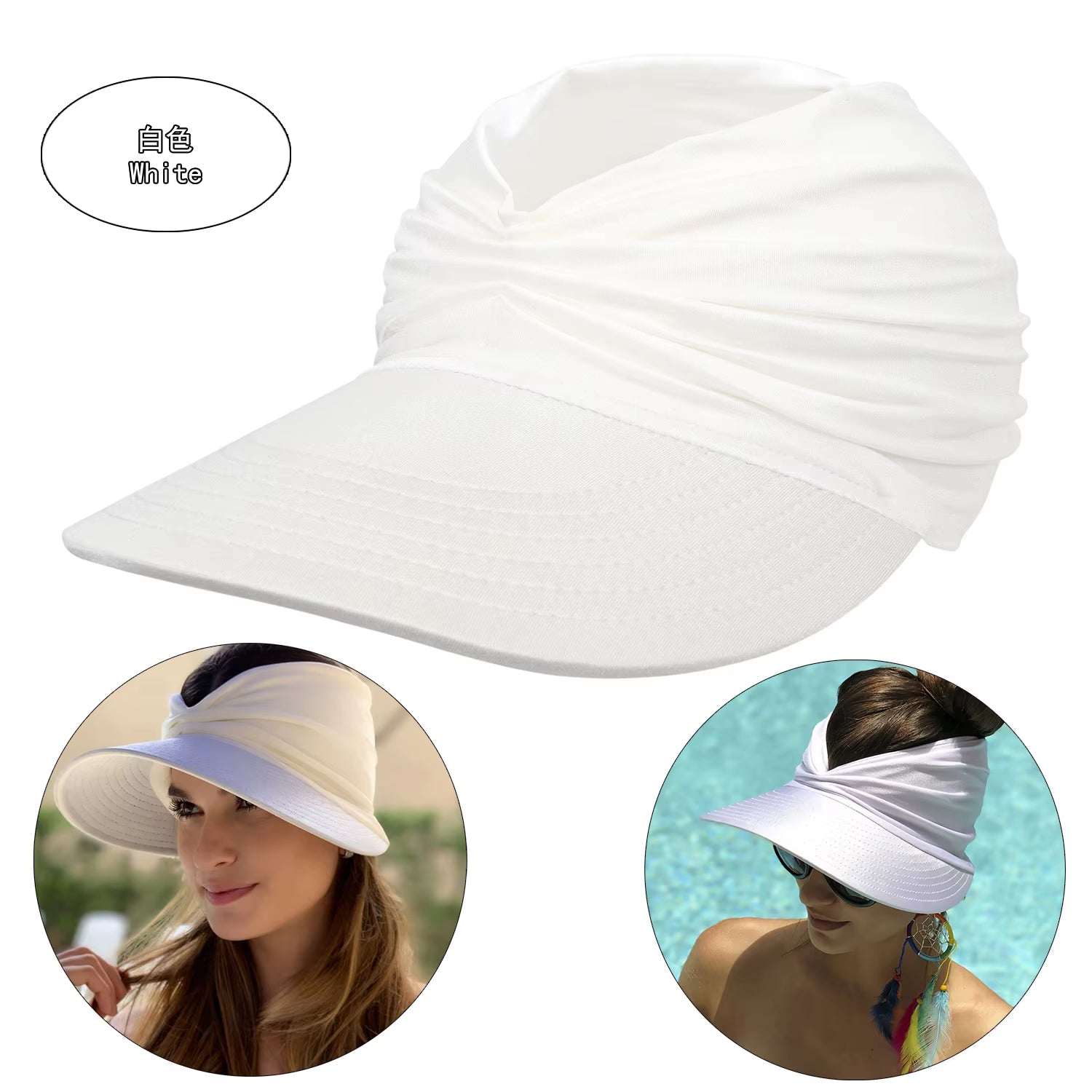 Beach Sun Hat for Women, Spring/Summer New Style with a Hollow Top, UV50+ Sun Protection Hat for Ladies, Outdoor Sports Hat