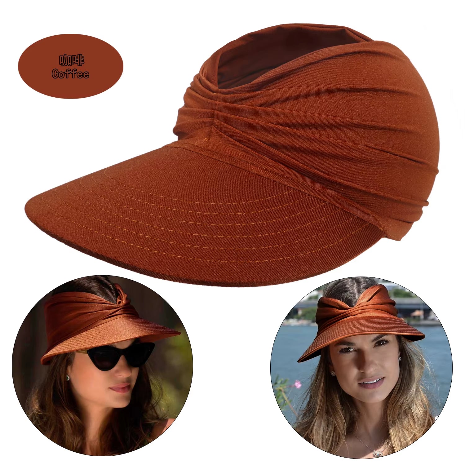 Beach Sun Hat for Women, Spring/Summer New Style with a Hollow Top, UV50+ Sun Protection Hat for Ladies, Outdoor Sports Hat