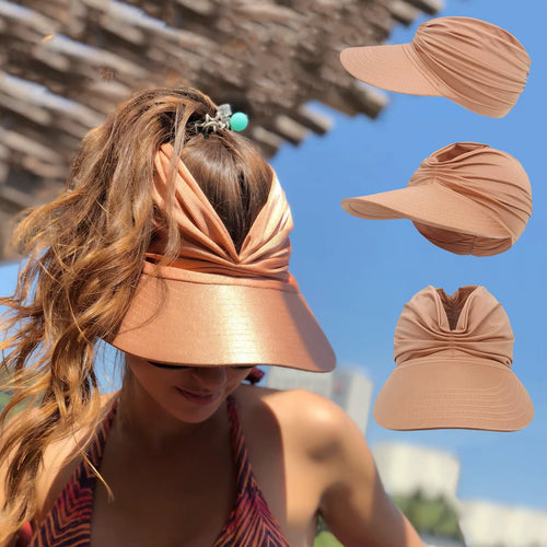 Beach Sun Hat for Women, Spring/Summer New Style with a Hollow Top, UV50+ Sun Protection Hat for Ladies, Outdoor Sports Hat