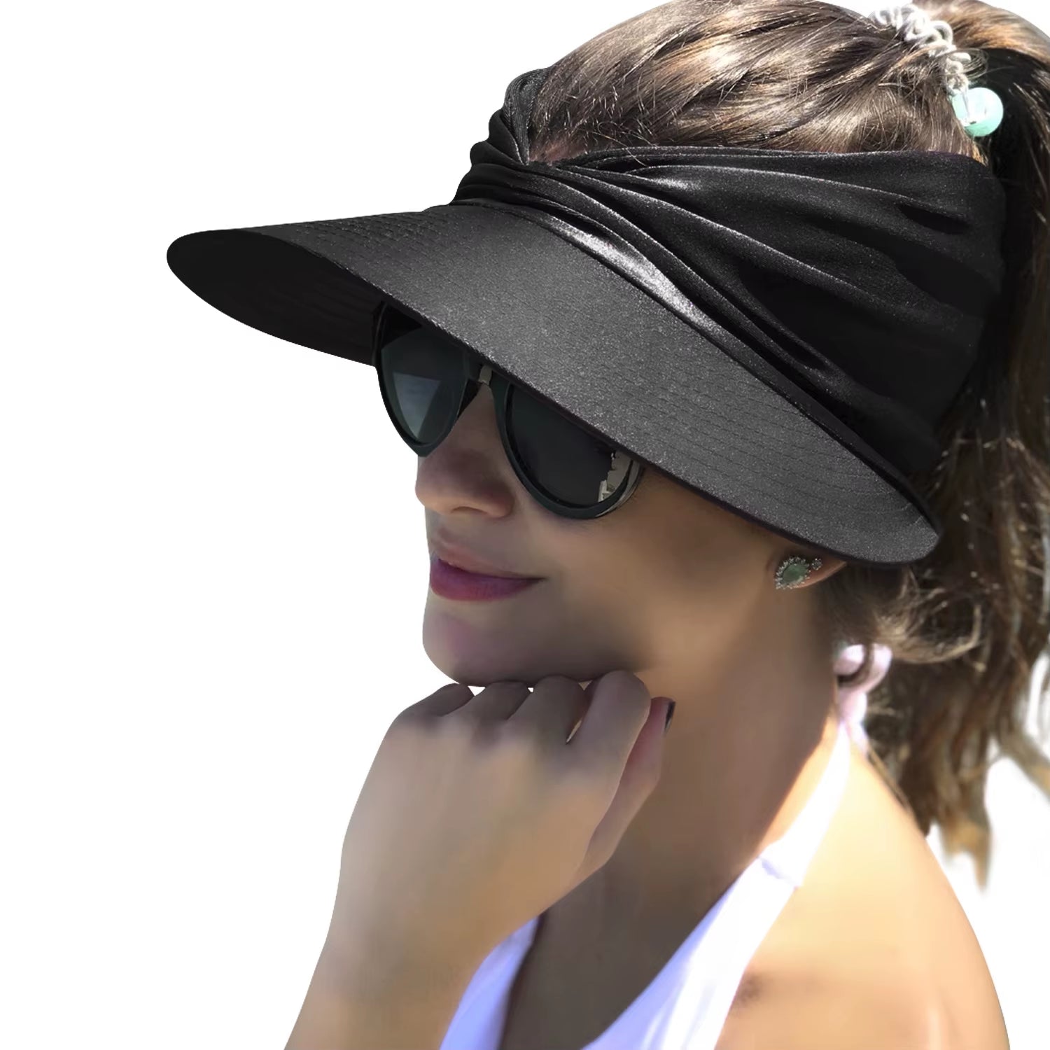 Beach Sun Hat for Women, Spring/Summer New Style with a Hollow Top, UV50+ Sun Protection Hat for Ladies, Outdoor Sports Hat